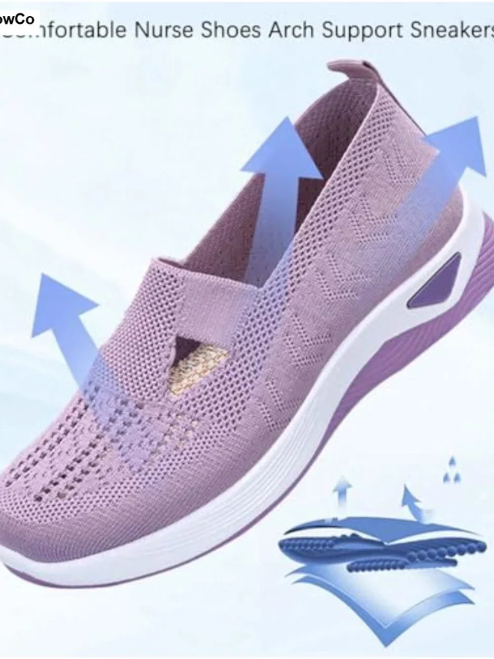 Orthopedic Wide Width Slip on Walking Sneakers Non Slip Arch Support